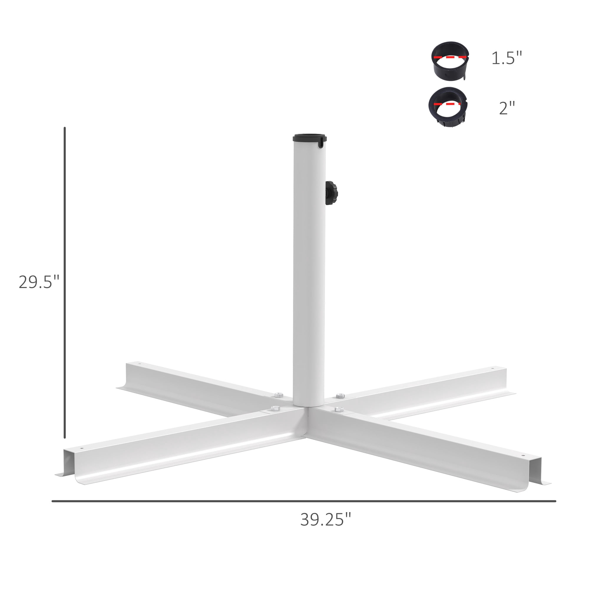 Outsunny White Cross Outdoor Universal Umbrella Brace Stand, with Side Screw for Tightening