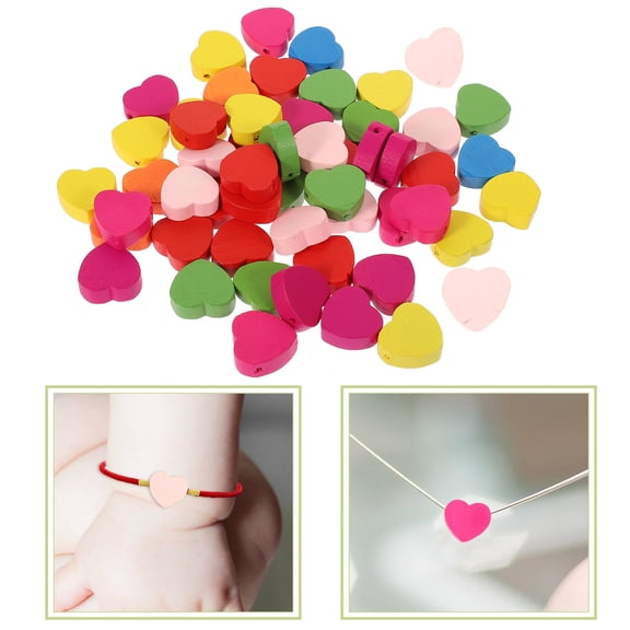 HEATSHAKING Heart Shape Beads Wooden Red 50Pcs 0.7In