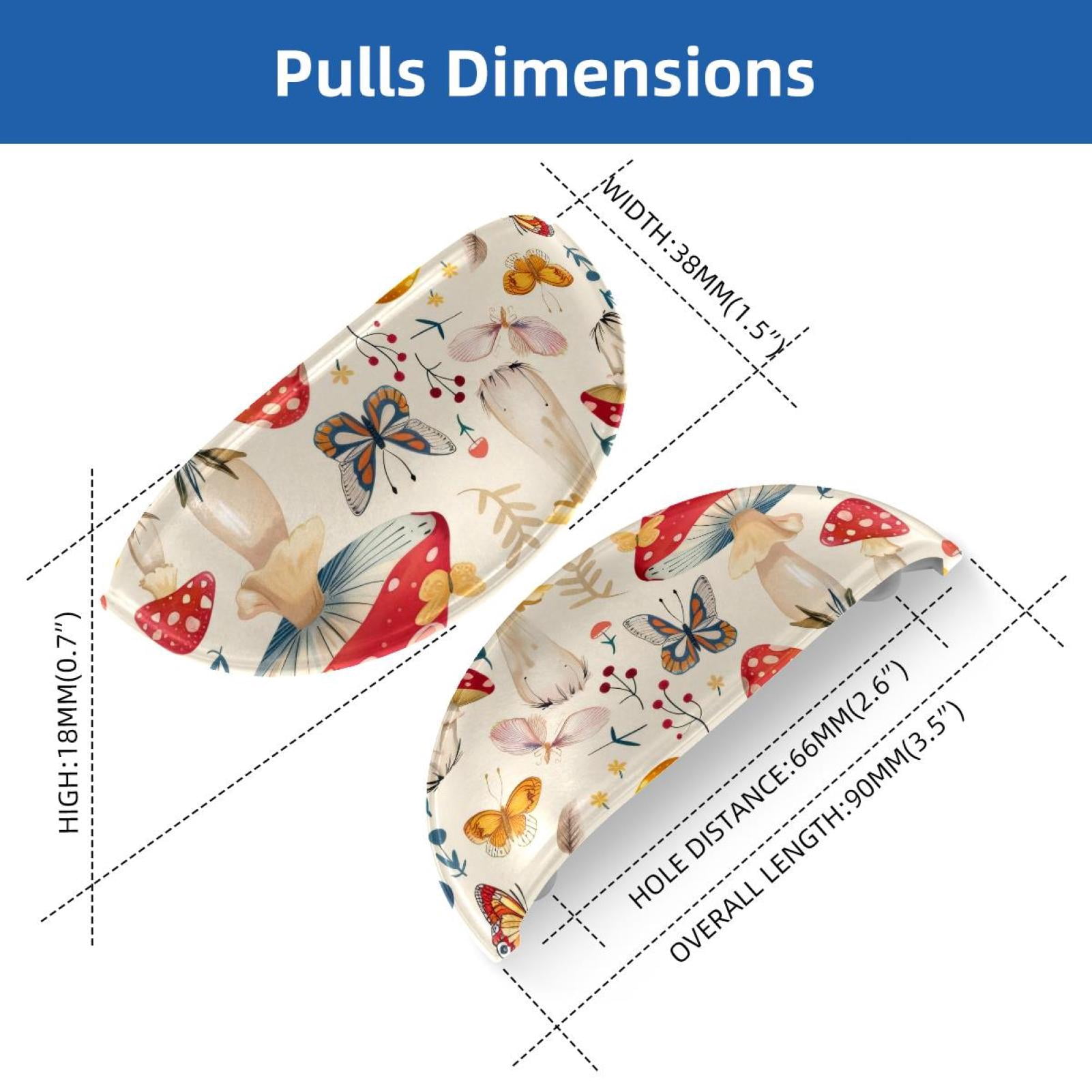 PhooArto 6 Pcs Cup Drawer Pulls, Mushrooms Butterfly Pattern Shell Shape Handles Cabinet Knobs for Dresser Cupboard Closet Wardrobe with Screws
