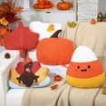 thumbnail image 3 of 4 Pcs Fall Throw Pillows Plush Maple Leaf Pumpkin Pillow Stuffed Thanksgiving Turkey Cushion Cute Halloween Corn Candy Cushion for Bedroom Living Room Couch Sofa Bed Decoration, 3 of 6