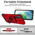 thumbnail image 4 of for Galaxy S21 FE 5G Case,with Camera Lens Cover HD Screen Protector,[Military Grade] Ring Car Mount Kickstand Hybrid Hard PC Soft TPU Shockproof Protective Case for Samsung Galaxy S21 FE-Red, 4 of 11