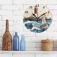 thumbnail image 3 of Lighthouse Ship Waves Island Black 10 inch Wall Clocks Non Ticking Easy to Read Battery Decorative for Home Bathroom Kitchen Bedroom Living Room, 3 of 8