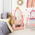 thumbnail image 2 of Costway Kids Full Length Mirror Free-Standing 360° Dressing Wooden Princess Storage Pink, 2 of 10