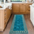 thumbnail image 2 of FairOnly Blue Green 2'x6' Modern Machine Washable Non Slip Low Pile Ruuner Rug for Bedroom Kitchen Laundry, 2 of 7