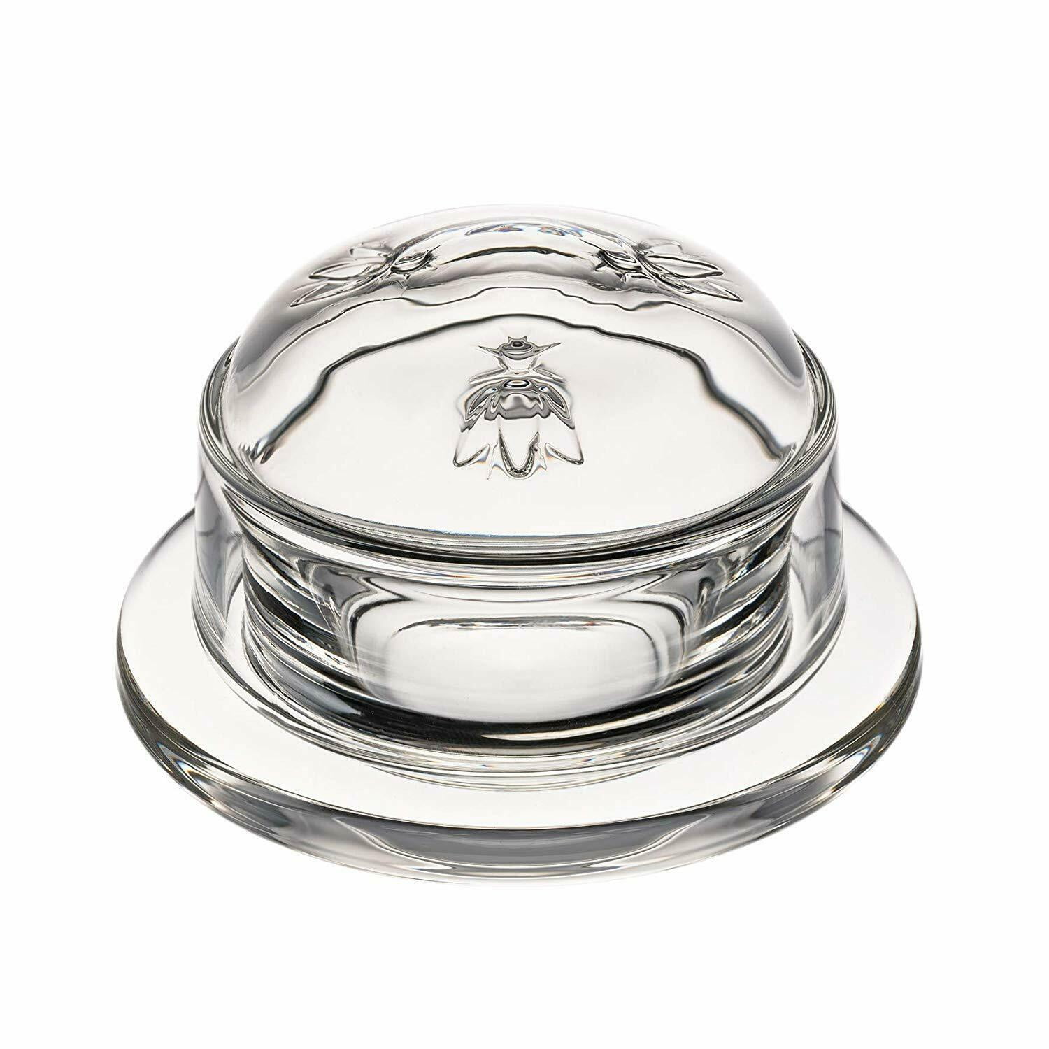 Butter Dish Round Clear Glass With Bee Design On Cover By La Rochere France Walmart Com Walmart Com