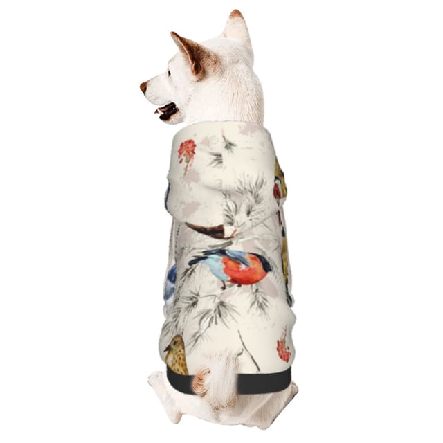 Fotbe Little Birds Sudadera con Estampado para Perros Pequeños – Suéter con Capucha para Mascotas, Tela Suave de Forro Polar con Bolsillo-Small
