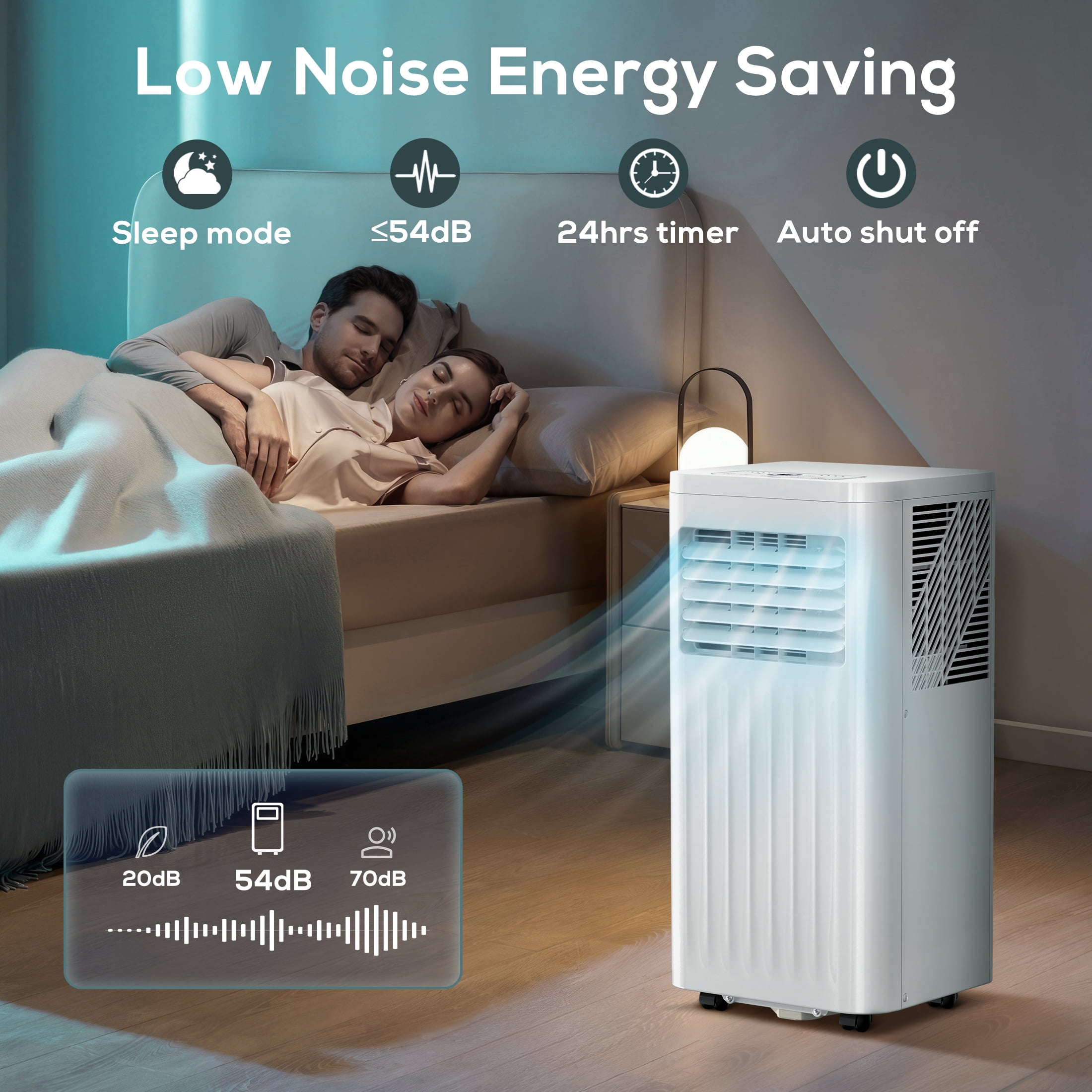 KISSAIR Portable Air Conditioners 8000 BTU 3-in-1 mode AC Unit, Dehumidifier & Fan with LED Screen/24H Timer/Remote Control for Home/Office/Apartments/Dorm
