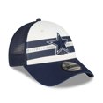 thumbnail image 3 of Men's New Era Cream/Navy Dallas Cowboys Team Stripe Trucker 9FORTY Snapback Hat, 3 of 5