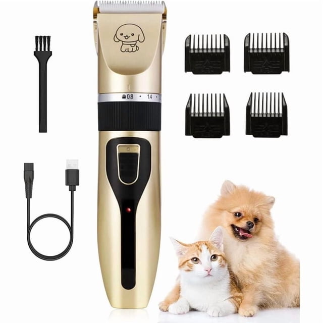 Professional Dog Clipper, Pet Hair Clipper, Rechargeable USB Cable Quiet Hair Trimmer for Large/Long/Short/Curly Dogs and Cats