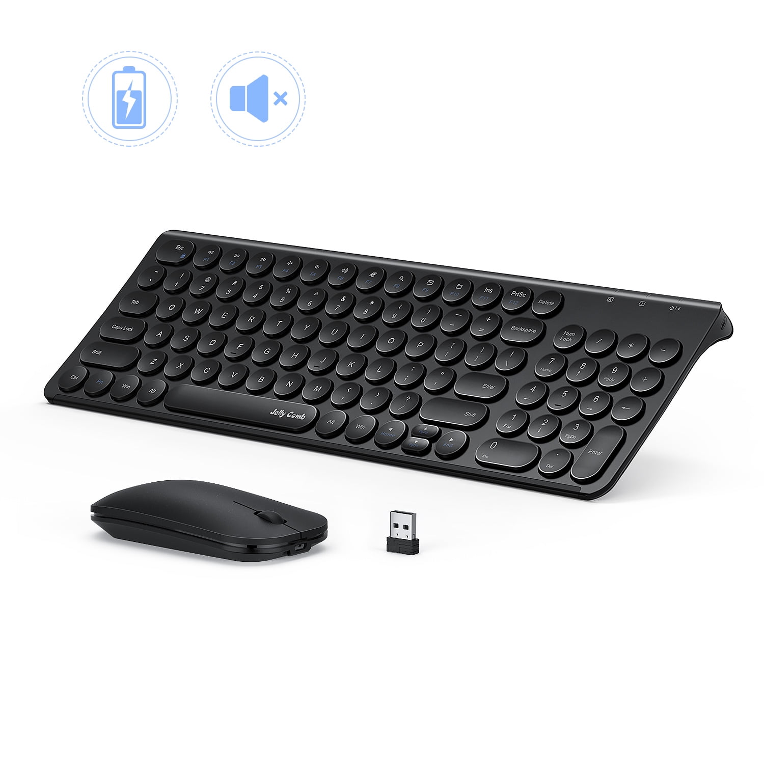 VIVEFOX Rechargeable Wireless Keyboard and Mouse, 2.4GHz Ultra Slim