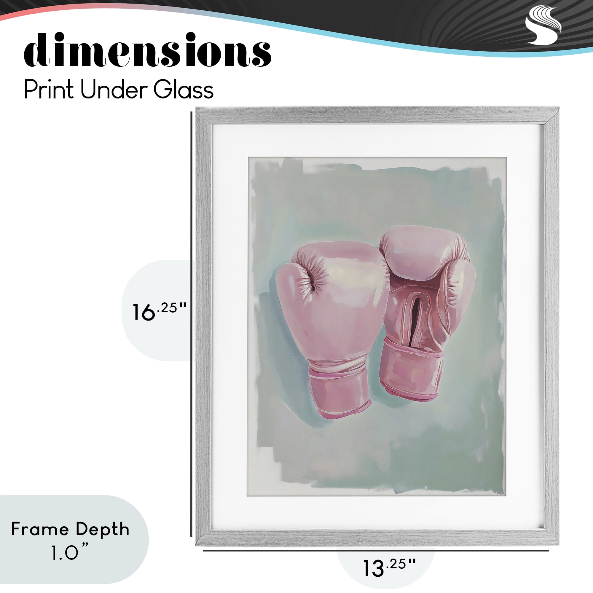 Stupell Industries Feminine Pink Boxing Gloves Gray Framed Print Under Glass, design by The Prints Vibe
