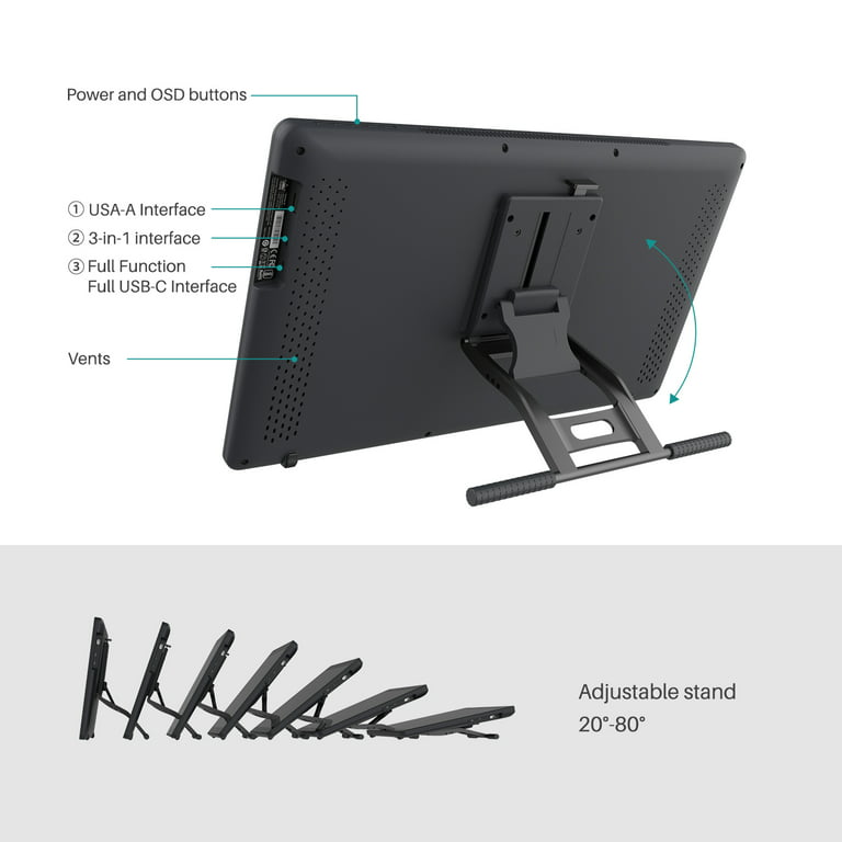 Huion Kamvas 22 Plus Graphics Drawing Tablet Display QLED Laminated Screen  140% RGB Anti-Glare Glass Graphics Tablet with Screen