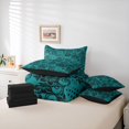 thumbnail image 6 of jejeloiu Bold Paisley 7pcs Queen Bedding For Men Women,Exotic Print Bedding Comforter Set Queen,Teal Black,Black Reversible, 6 of 7