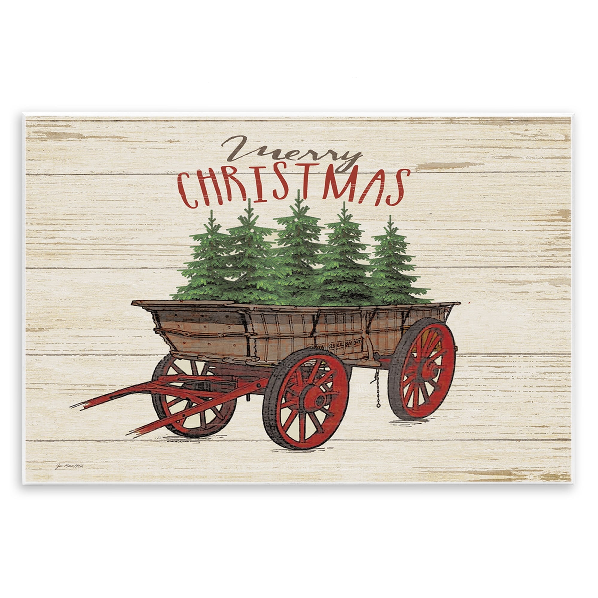 Stupell Merry Christmas Tree Wagon Wall Plaque Art 13 x 19
