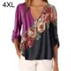 thumbnail image 1 of Blusa Camisa con cuello en V y estampado floral Blusa suelta de manga larga Top de mujer, Rosa roja, 4XL Advancent AP002021-63, 1 of 5