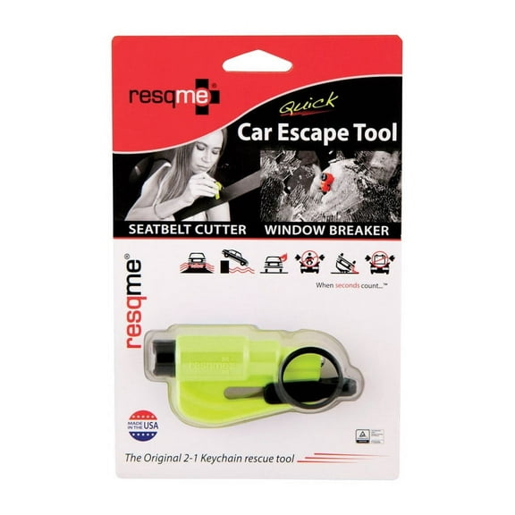 resqme Seatbelt Cutter and Window Breaker Car Escape Tool, Yellow