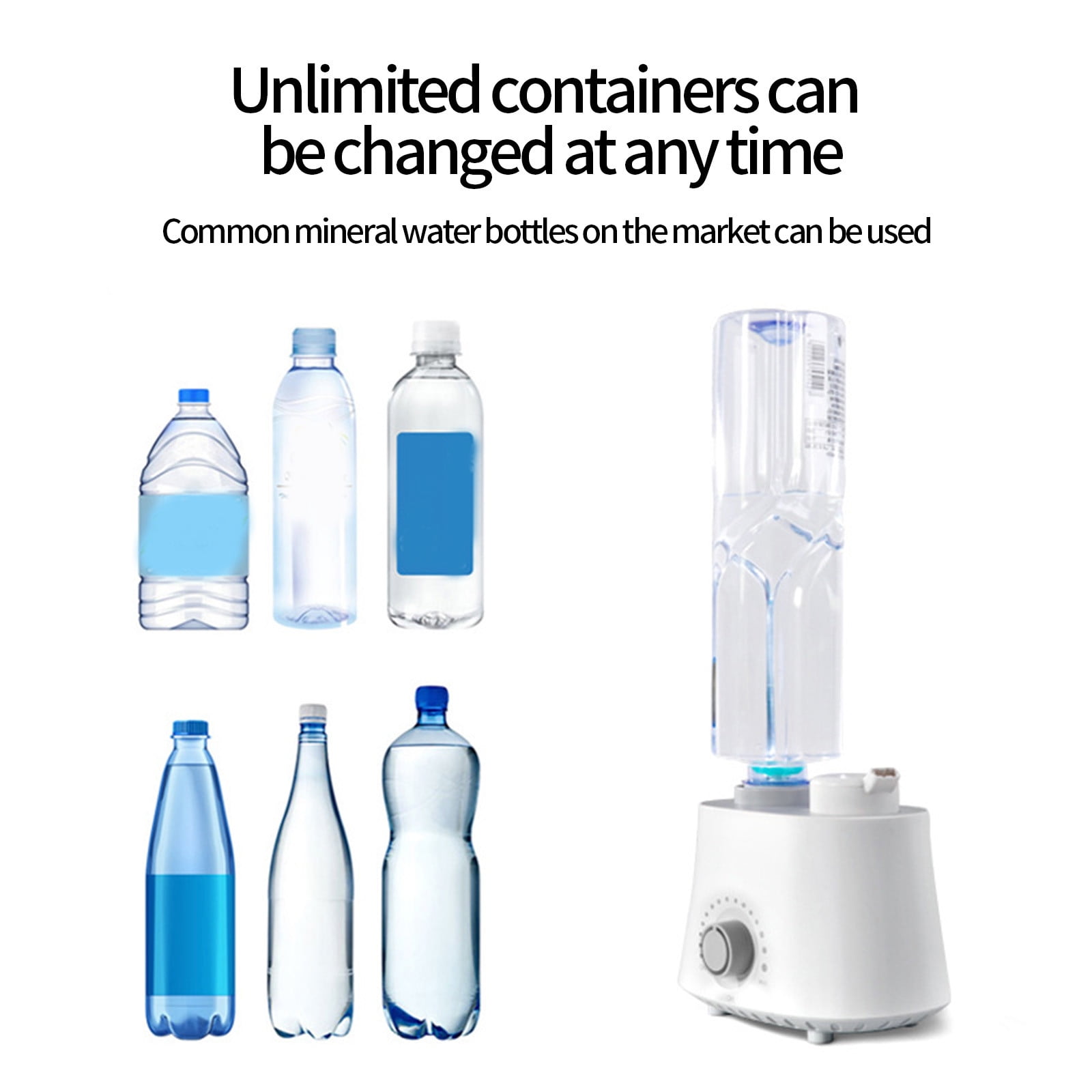 LACKUST Humidifiers for Bedroom,Portable Humidifier Converts Any Bottle, Quiet Travel-Sized, Infinitely Adjustable Spray Volume,White