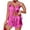 Rose Red, variant on Satin Silk Pajamas Set Sexy Tie Open Front Lingerie Pjs Lace Trim Cami Tops and Shorts Sleepwear