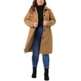 thumbnail image 3 of GRACE & GRANDEUR Women's Plus Size Winter Coats Single Breasted Jackets Long Trench Coats 4X Camel, 3 of 7