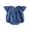 Blue, variant on BemeyourBBs Newborn Baby Girls Summer Clothes Western Baby Girl Cowgirl Outfit Denim Romper Flying Short Sleeve Crew Neck Short Sleeve Bodysuit Jumpsuit
