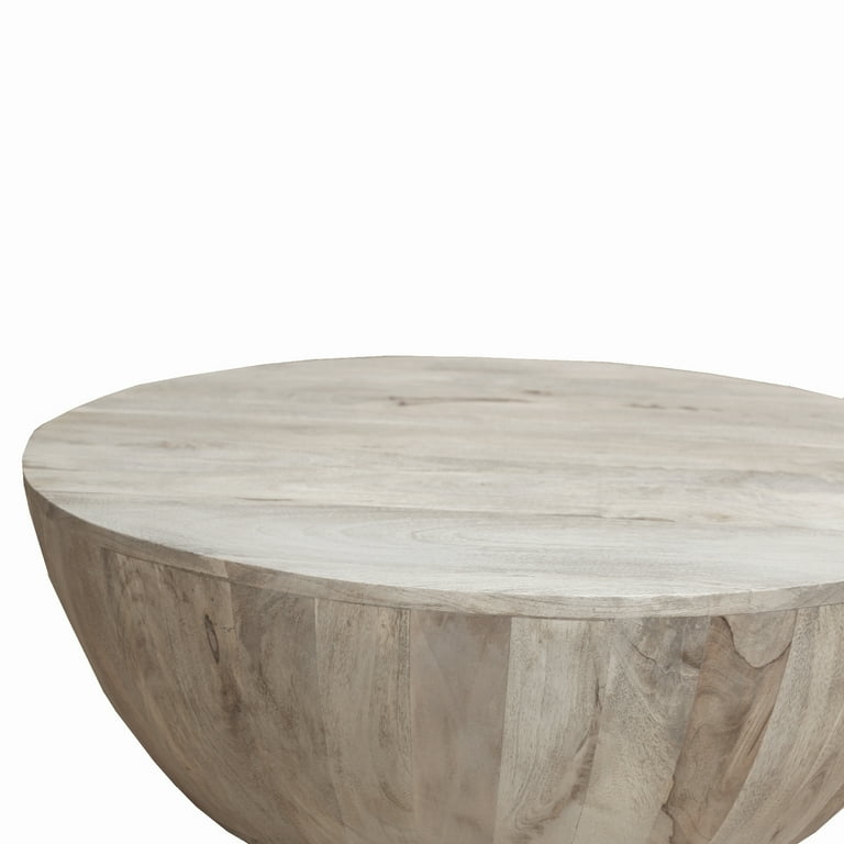 12 Inch Farmhouse Style Mango Wood Coffee Table, Subtle
