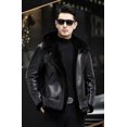 thumbnail image 2 of New Men's Winter Coat Real Natural Sheepskin Shearling Leather Jacket for Male Thick Wool Liner Hooded Black Plus Size 58 60 62 64,64,Black, 2 of 5