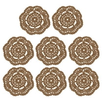 Crochet Doilies, 8Pcs 4" Cotton Woven Fabric Coasters, Lace Round Handmade Coasters with Floral Pattern for Wedding Party Decoration (Light Brown)