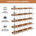 thumbnail image 5 of Vintage Industrial 5-Tier Bookshelf, Home Office Open Bookcase with MDF Board and Metal Frame, Farmhouse Large Book Shelf Organizer for Home Office Decor Display, Brown & White, 5 of 7
