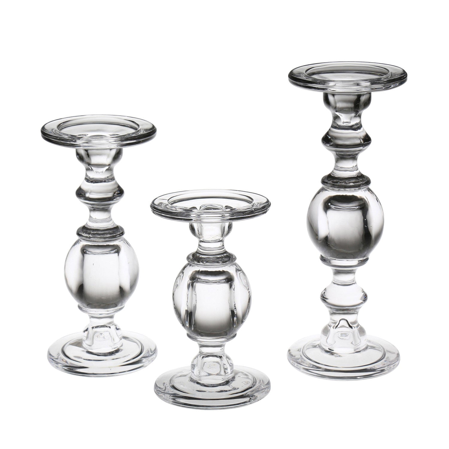 Signals Glass Pillar Candle Holders Set of 3 Clear Solid Glass