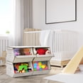 thumbnail image 3 of Topbuy Stackable Bins Set of 4 Storage Cubes Fabric Baskets with Lid Storage Organizers with Handles Brown, 3 of 8