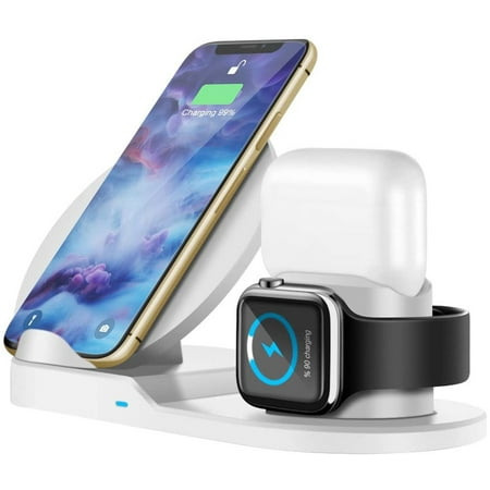 Wireless Charger 3 in 1 Wireless Charging Station Dock for AirPods/Apple Watch Fast Charging Stand Compatible for iPhone 11 Pro Max/Xs/XS White Wireless Charger 3 in 1 Wireless Charging Station Dock for AirPods/Apple Watch Fast Charging Stand Compatible for iPhone 11 Pro Max/Xs/XS White