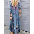 thumbnail image 2 of Vestido largo con estampado floral bohemio Cuello en V Cordón con cordones Ropa de manga larga Eigraketly AP000133-62B, 2 of 5