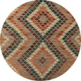 thumbnail image 1 of Ahgly Company Machine Washable Indoor Round Abstract Tiger Orange Brown Area Rugs, 5' Round, 1 of 1