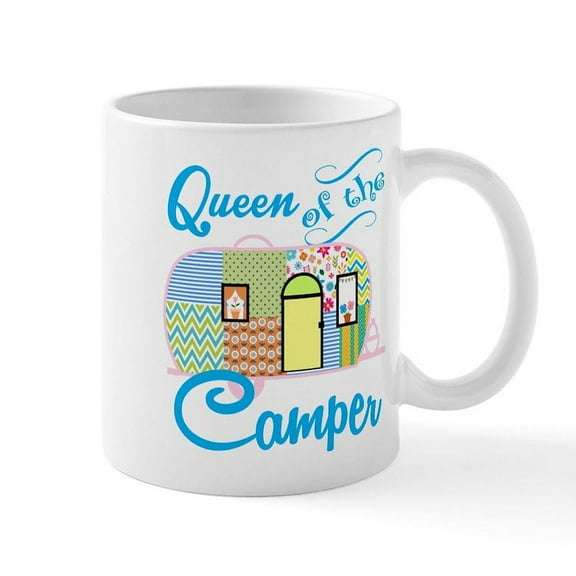 CafePress - Queen Of The Camper Mugs - 11 oz Ceramic Mug - Novelty Coffee Tea Cup
