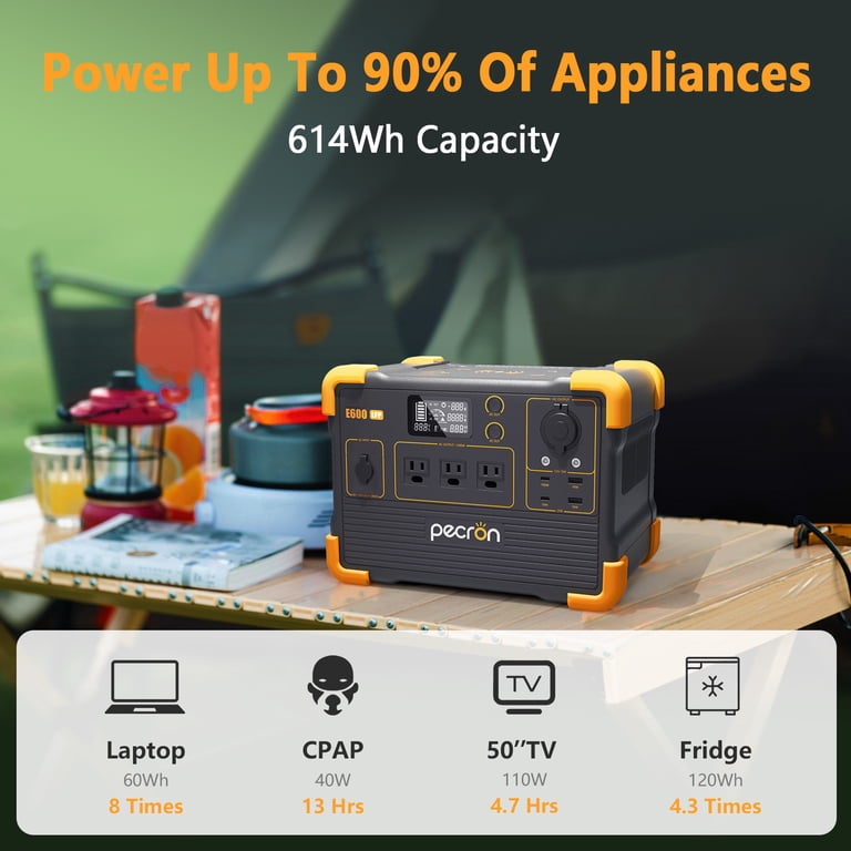 Pecron E600LFP Portable Power Station, 1200W Output, 614Wh LiFePO4