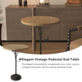 thumbnail image 4 of GZXS 15.75" Round Accent Side Table, Small Vintage Industrial End Table with Bark-Textured Top, Metal Pedestal Base w/ Tree Branch & Bird Design, for Corners and Small Spaces (Natural), 4 of 7