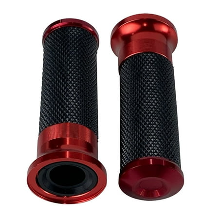 Motorcycles Hand Grips Non-Slip Handgrips Handlebar Grips Black/Red Aluminum Rubber, 1 Pair