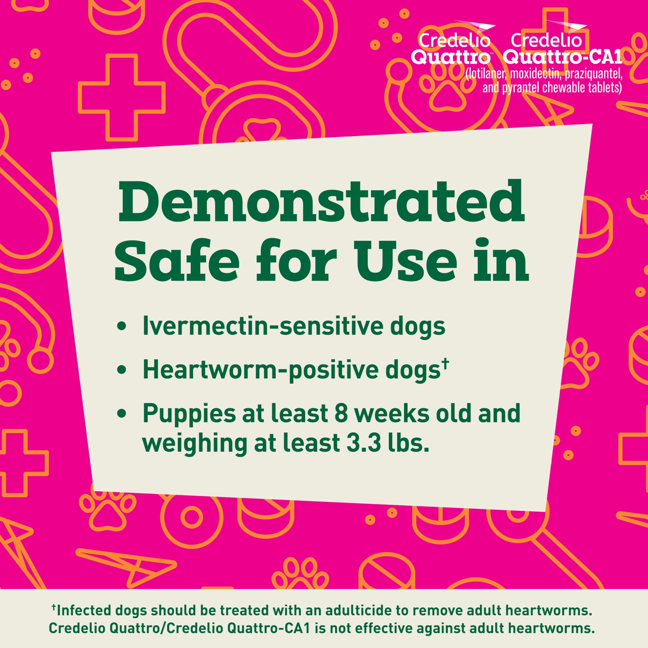 Credelio Quattro / Credelio Quattro-CA1 Dog Flea & Tick Treatment + Heartworm & Parasite Coverage, 12.1-25 lbs