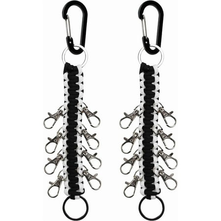 2 Pack Cheer Bows Holder Paracord Cheer Bows Holder Paracord Keychain for Teen Girls Cheerleader Sports (Black and white)
