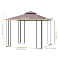 thumbnail image 3 of Outsunny Pavillon de Terrasse 10 Pieds x 10 Pieds, Auvent de Pavillon Extérieur, Brun, 3 of 10