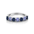 thumbnail image 2 of Gem Stone King 925 Sterling Silver Blue Sapphire and Blue Tanzanite Women Anniversary Ring (1.50 Cttw, Gemstone Birthstone, Available in Size 5, 6, 7, 8, 9), 2 of 4
