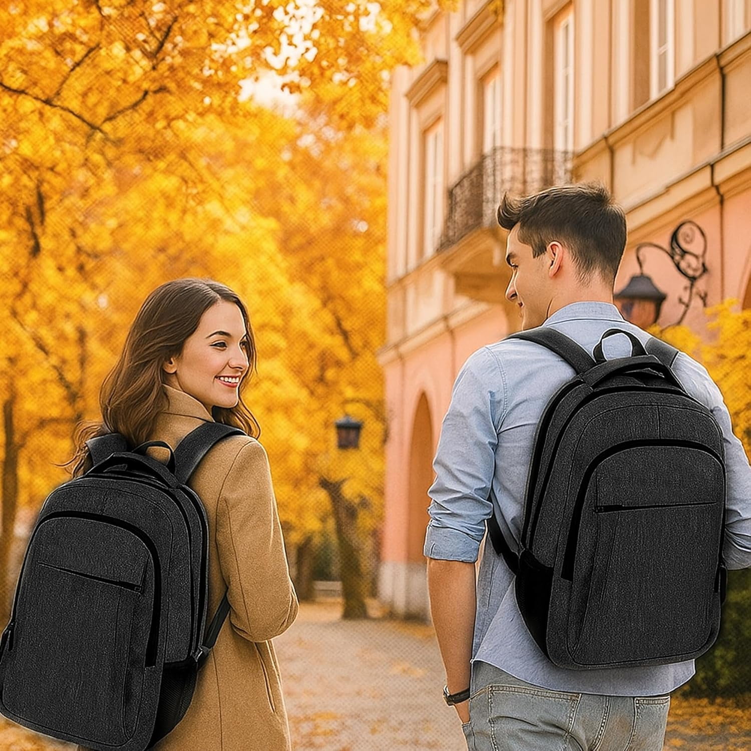 GlneYos Travel Laptop Backpack for Men,Business Backpack with Usb Charging Port, 17.3 inch Extra Large  waterproof Lightweight College Computer Bag,Black