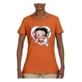 thumbnail image 2 of Wild Bobby Betty Boop Heart Blowing Kiss Dog Betty Boop Womens T-Shirt, Orange, X-Large, 2 of 5
