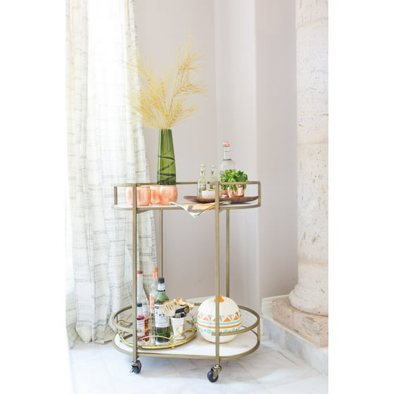 Belham Living Toscano Oval Bar Cart W Marble Shelves Com