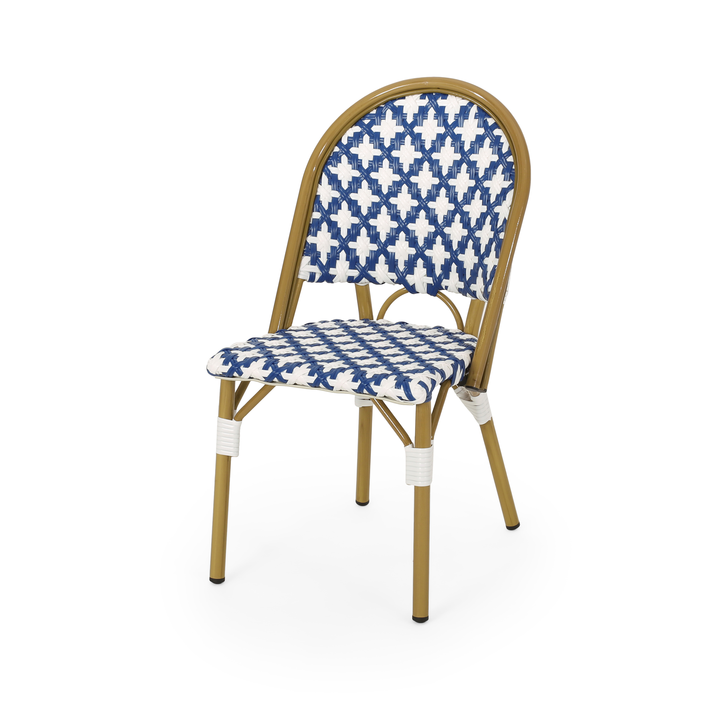Noble House Louna Aluminum & Faux Rattan Bistro Chairs in Blue/White (Set of 4) - image 3 of 8