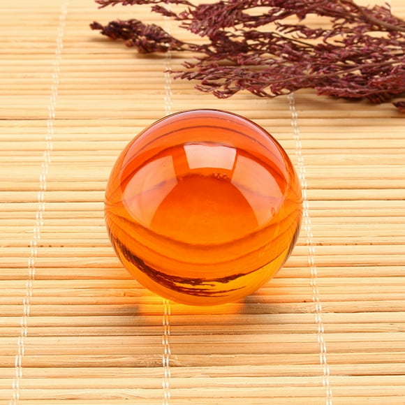 Healing Natural Ball, 40mm Natural Carved Quartz Ball Amber Color Asian Rare Natural Quartz Healing Ball Sphere 40mm With Wood Stand