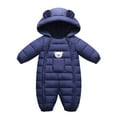 thumbnail image 2 of Toddler Girls Boys Jumpsuits Kids Sherpa Snowsuit Thick Jacket Coat Jumpsuit Outdoor Warm Windproof Baby Hooded Romper Kids Coat&jacket Long Sleeve Onesies Outwear Outfits 18-24 Months, 2 of 4