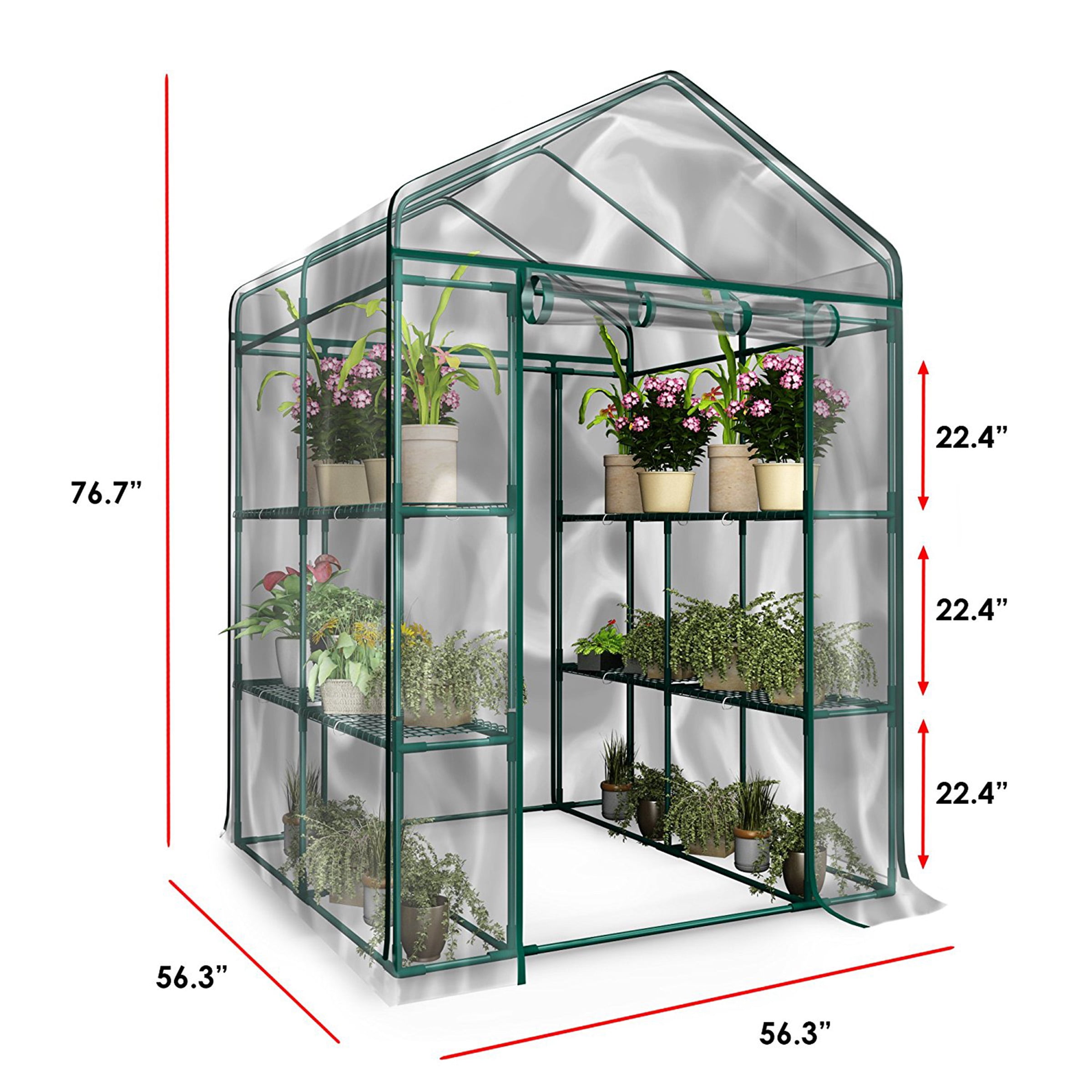 Home-Complete Walk in Greenhouse with 8 Sturdy Shelves and PVC Cover