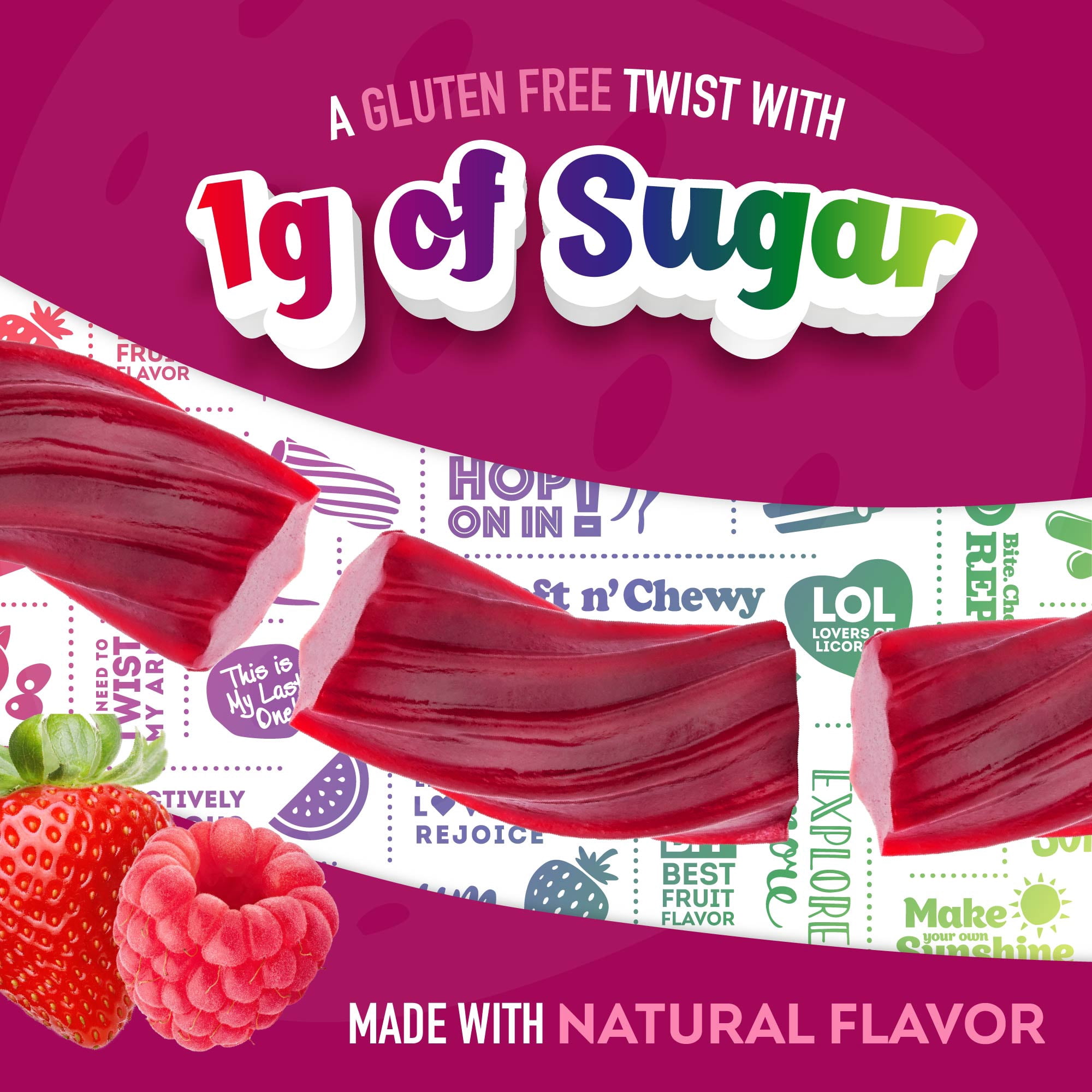 Wiley Wallaby 5.5 Ounce Very Berry Low Sugar Gluten Free Gourmet Australian Style Soft & Chewy Licorice Candy Twists 5.5 Ounce, Pack of 3