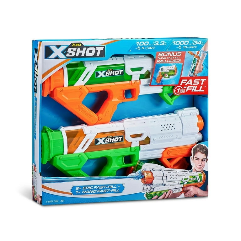 X Shot 3個セット Zuru X-SHOT Fast-Fill Water Blasters, 2 Epic and 1 Nano, 3 Pack